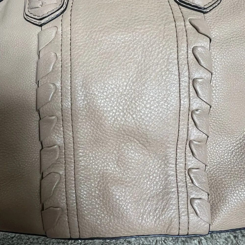 OrYany Tan Beige Cassie Pebbled Leather Satchel Bag Braided
